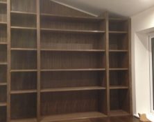 bespoke carpentry bookshelf and desk installation