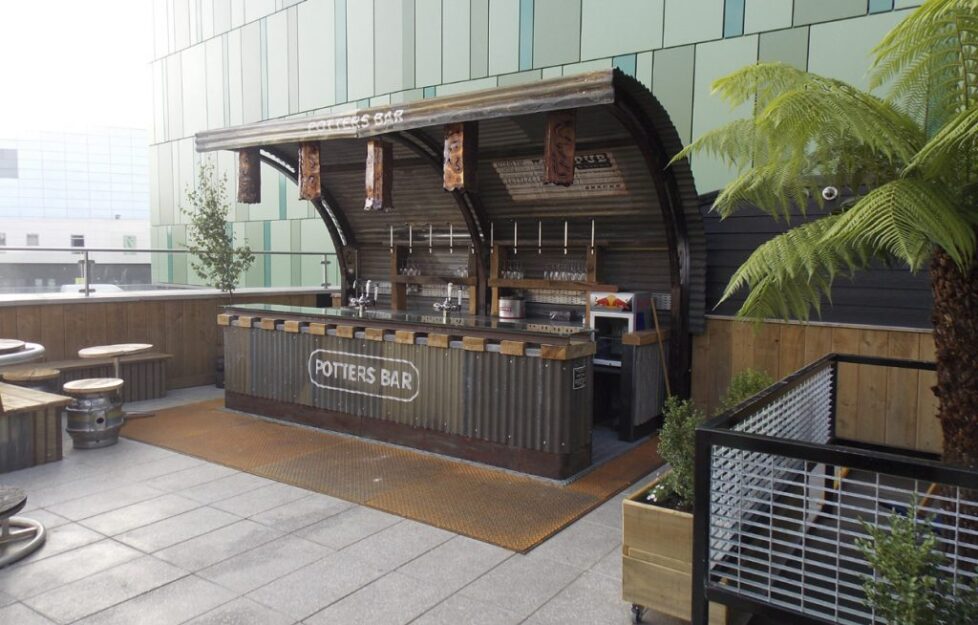 Pub Roof Terrace Bar carpentry and metalwork installation