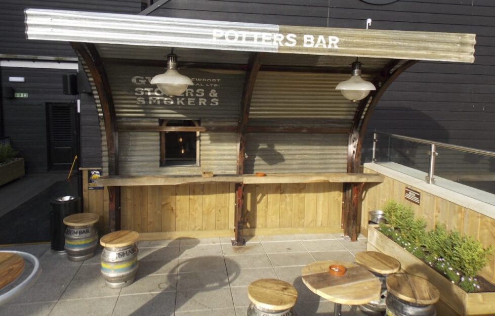 Pub Roof Terrace Shelter and stools design and build